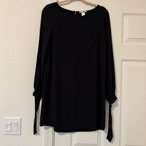 H&M Black Dress with Tie Sleeves